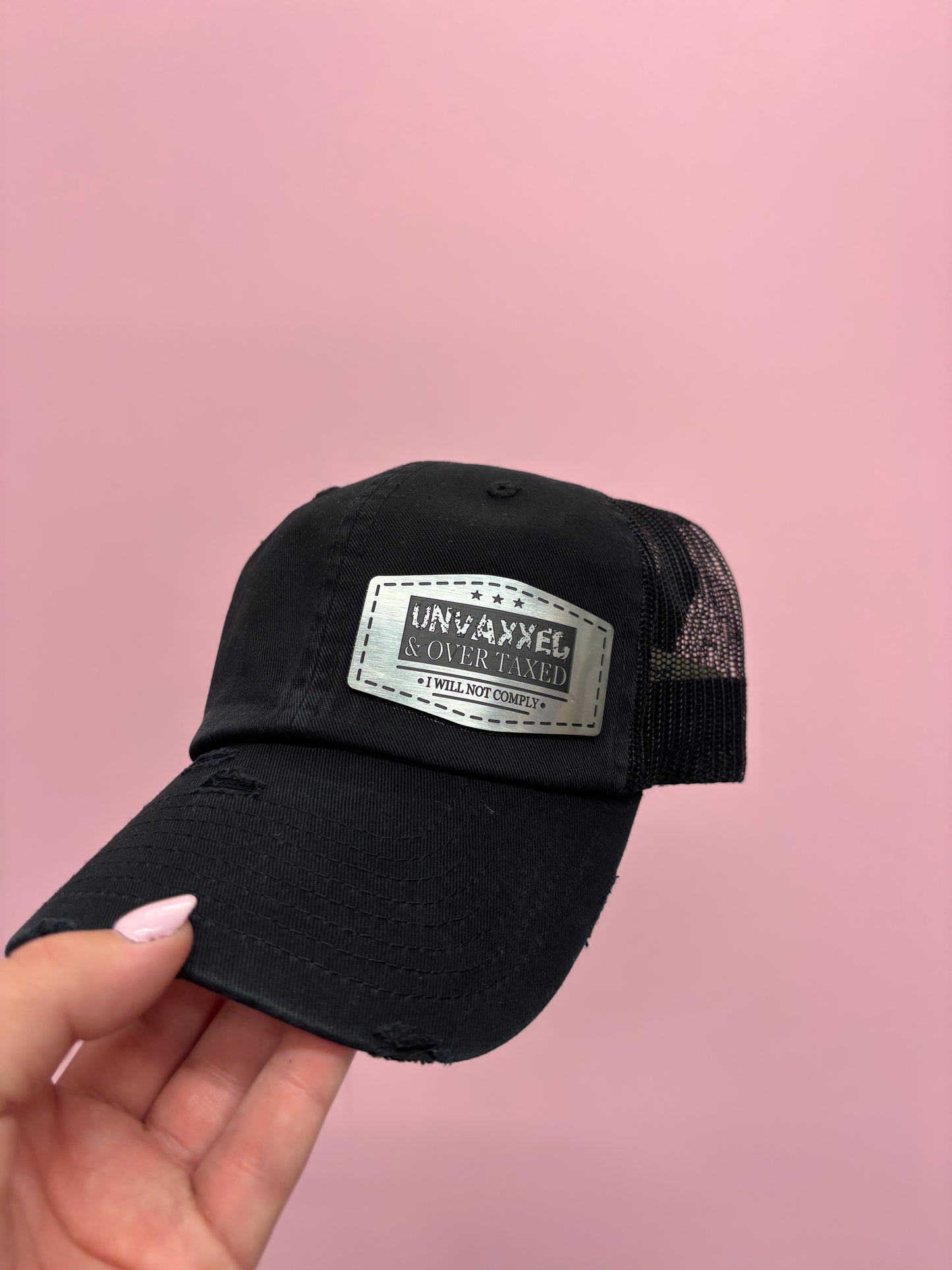 UNVAXXED & OVERTAXED BLACK UNSCRUCTURED HAT