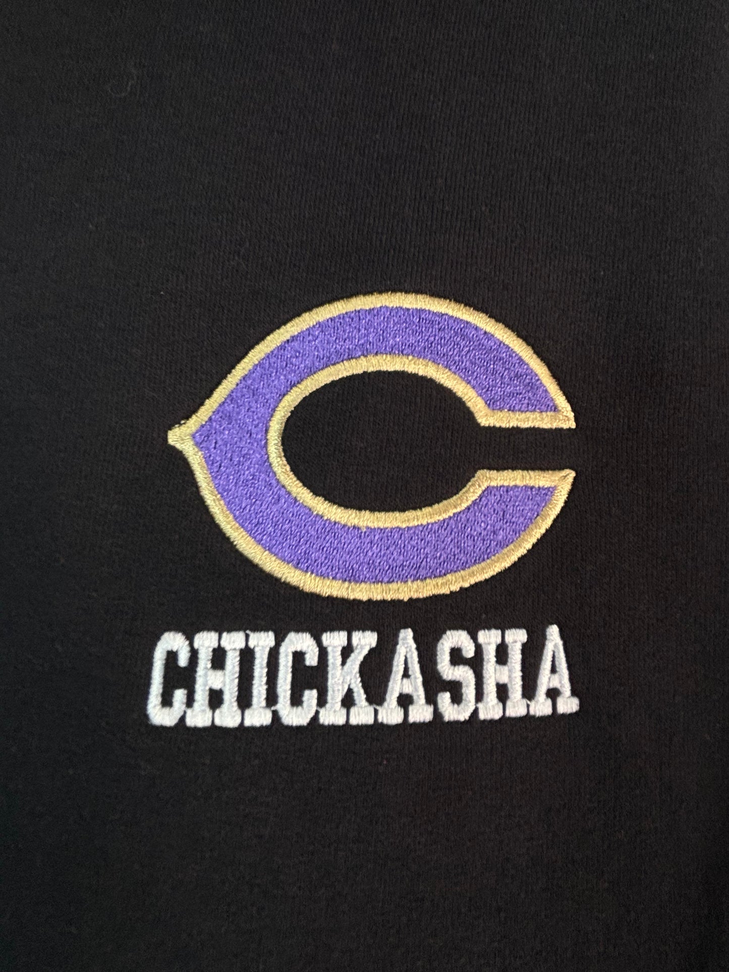 BLACK 1/4 ZIP PULLOVER CHICKASHA LOGO