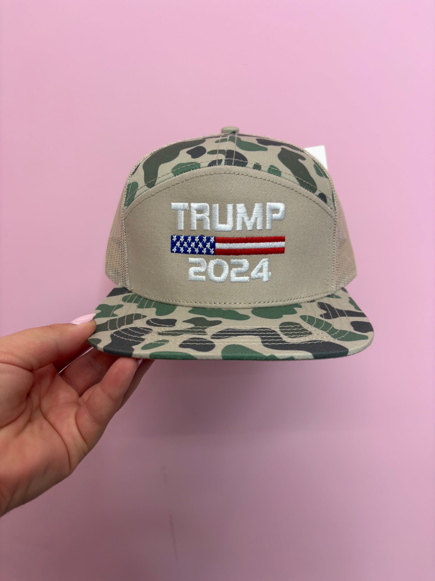 BROWN/GREEN CAMO TRUMP 2024 HAT