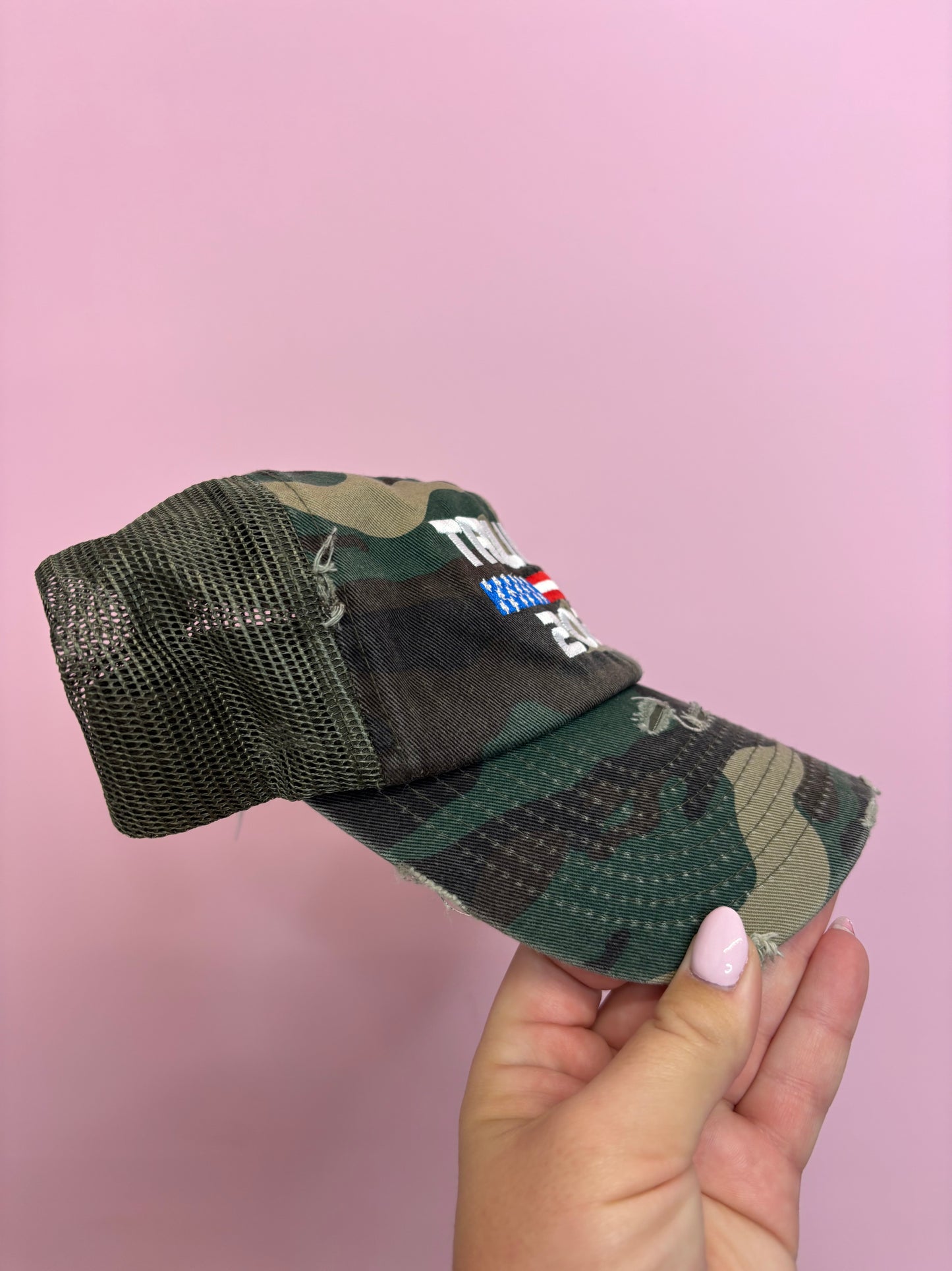 GREEN CAMO TRUMP 2024 DAD HAT