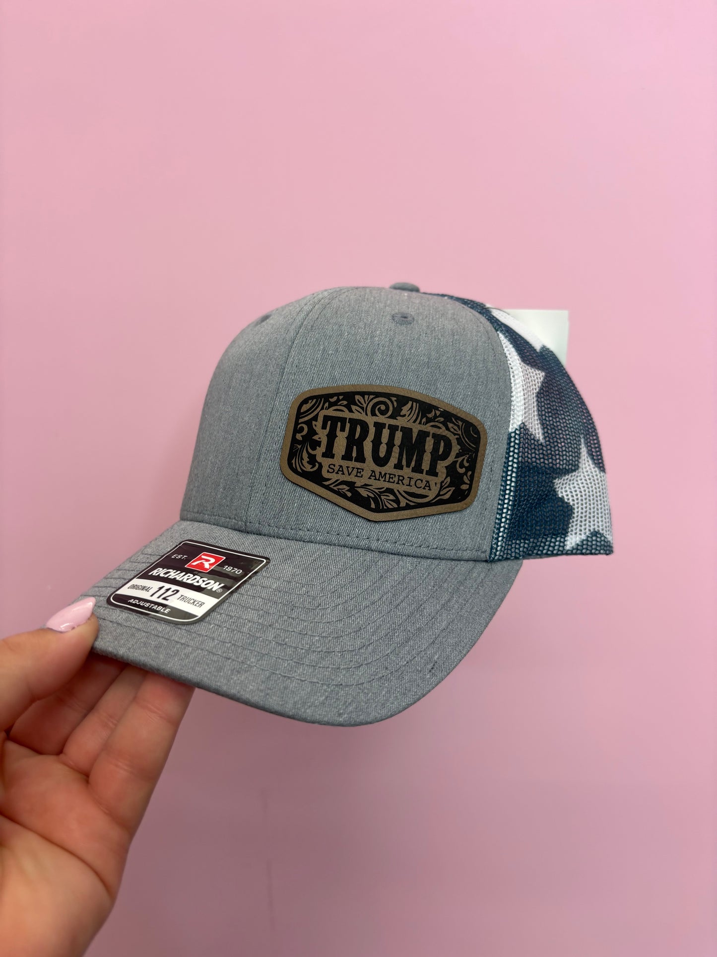 HEATHER RWB TRUMP LEATHERETTE PATCH